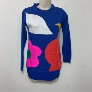 Vintage active plus floral vibrant colorful sweater size XS blue